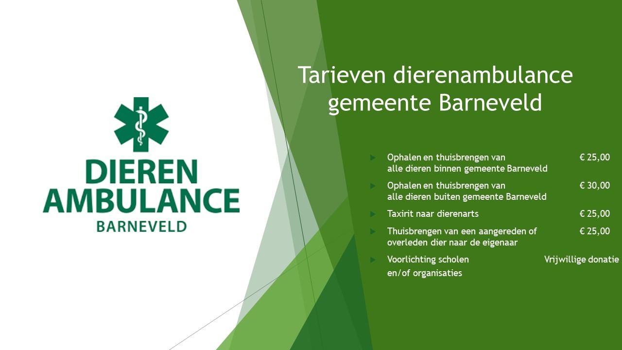 Tarieven dierenambulance Barneveld